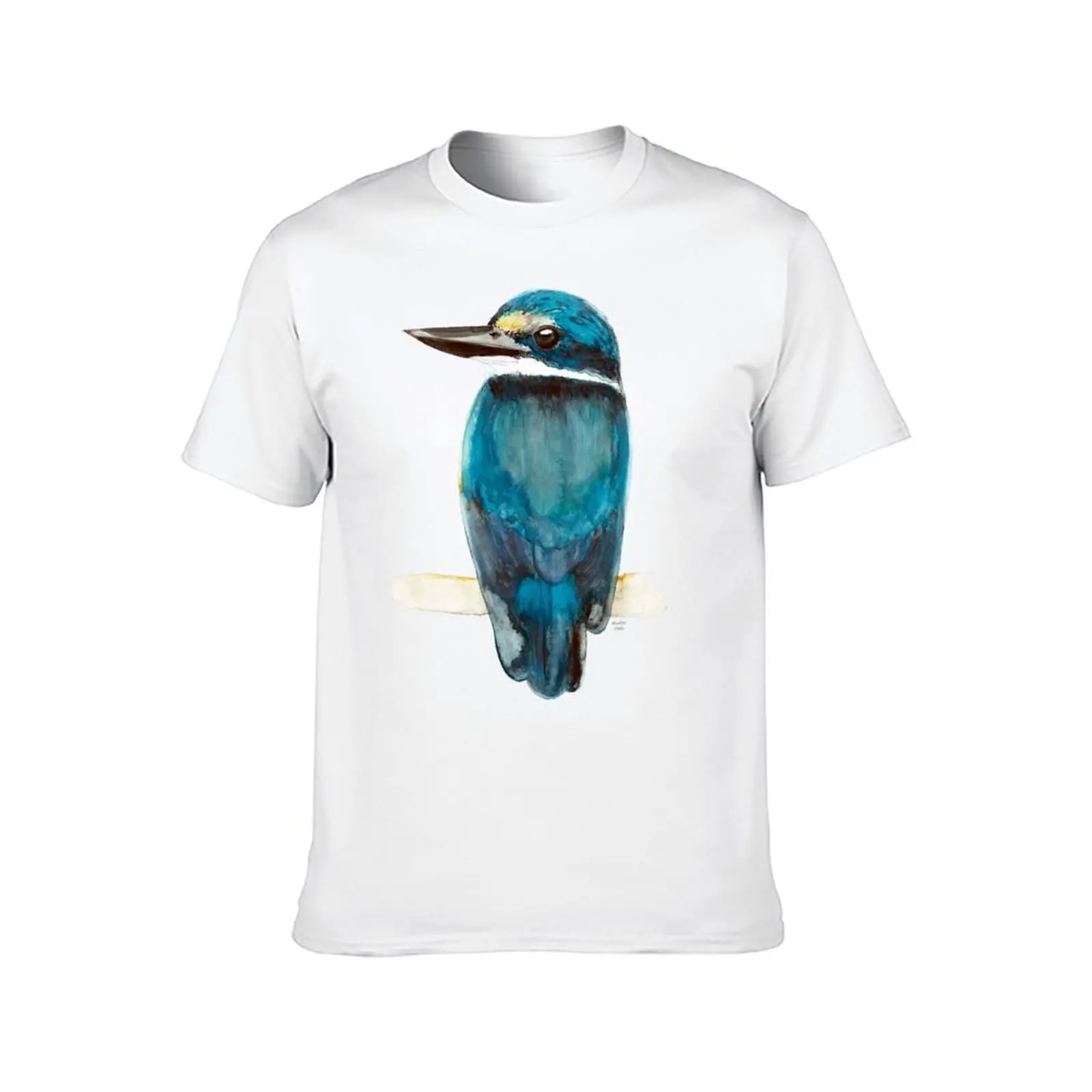 Sacred Kingfisher Watercolour Painting T-Shirt cotton t shirt pack man tshirt T-Shirt