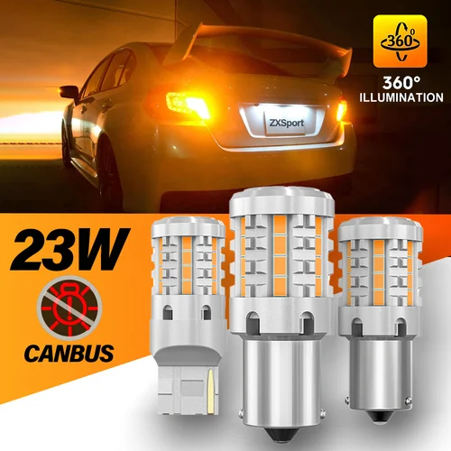 Luces Led sin Hyper Flash P21W, lámpara de señal Canbus de sintonización de coche 1156 BA15S PY21W BAU15S T20 7440 WY21W amarillo ámbar 12V 24V, 2 uds.