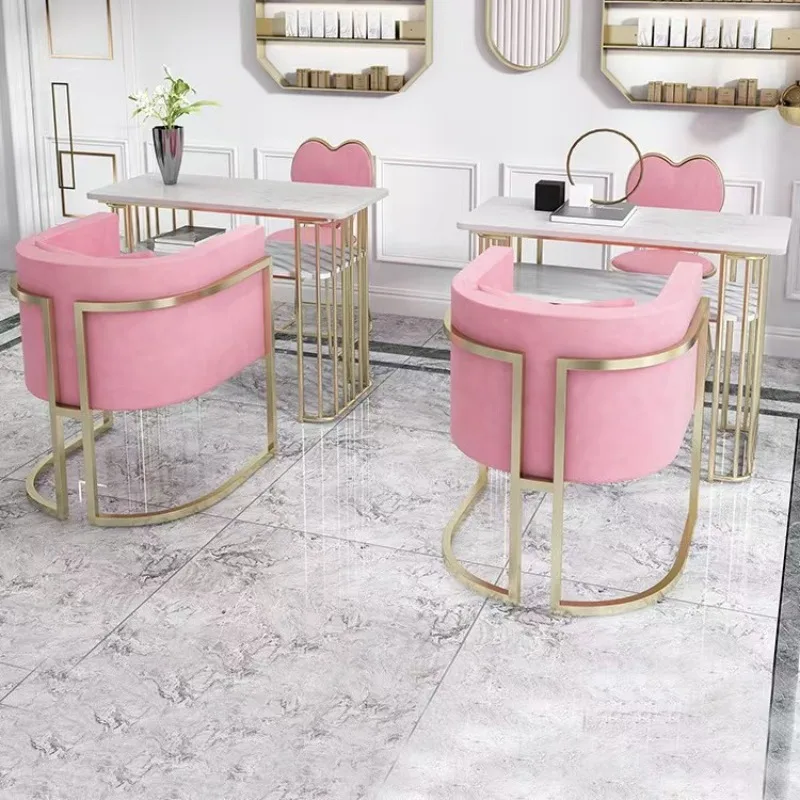Double Marble Manicure Table Set Nail Tables for Beauty Salon Featuring Sofa Chair Stool Special Design
