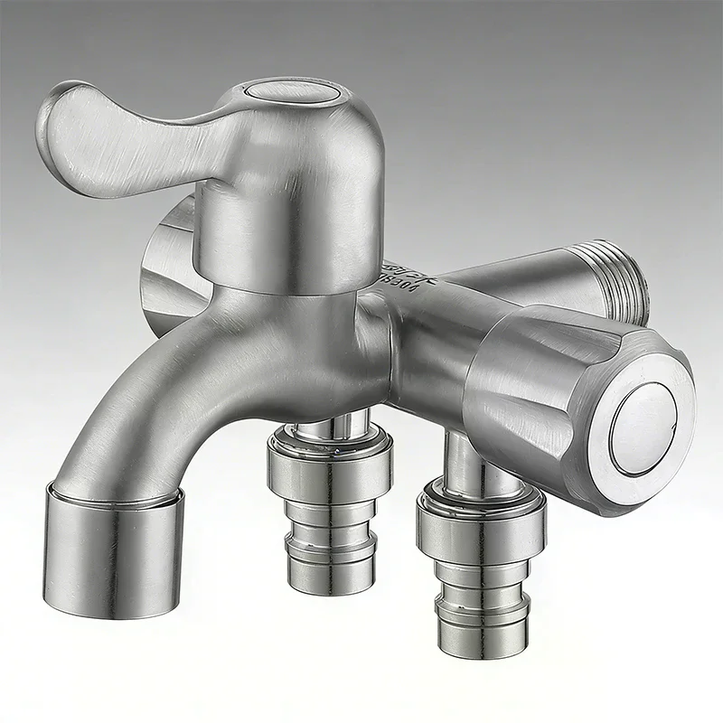 

Stainless Steel 3 Way Faucet Three Tap Bathroom Kitchen Water Washer Tap Faucet