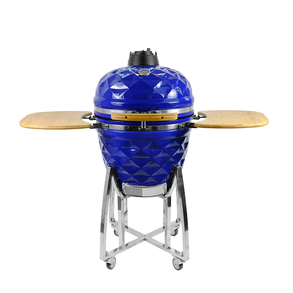 Egg Shaped  Ceramic Grill 18 Inch Charcoal BBQ Smoker Outdoor Cooking Family BBQ Party