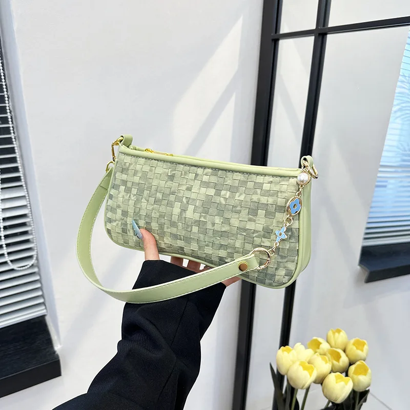 

2025 Woven Crossbody Bag, Color Block Mini Purse for Women, Bohemian Shoulder Bag