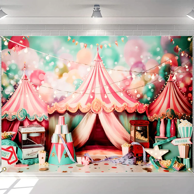

LS Circus Funfair Backdrops Kids Baby Photography Child Balloons Tent Photocall Decors Birthday Cake Smash Photo Backgrounds