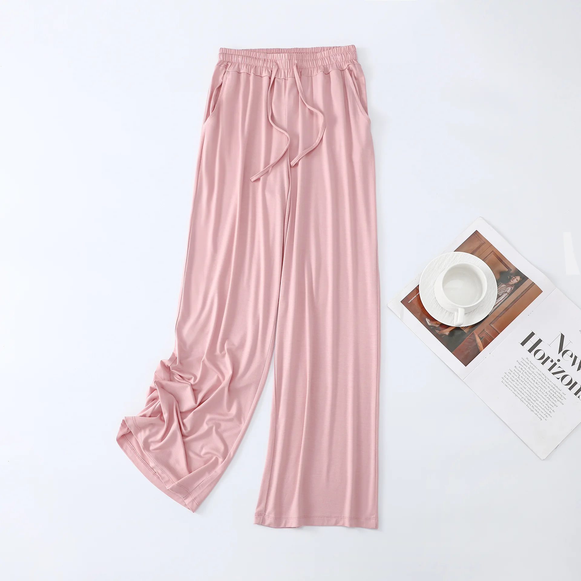 Dames gestreepte slaapbroek, lichtgewicht, losse, lange broek, nachtkleding, zomerse, ademende loungewear, comfortabele huisbroek_voghion.com