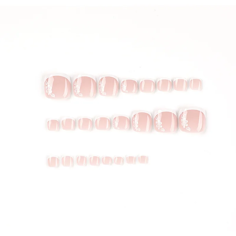 24 short square solid color minimalist style pressed toenails+1 piece of jelly glue+1 nail file image 2