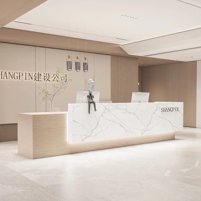 

Front Desk Reception Counter Clothes Furniture Luxury Aesthetic Center Decor Executive Office Beauty Salon Muebles Table