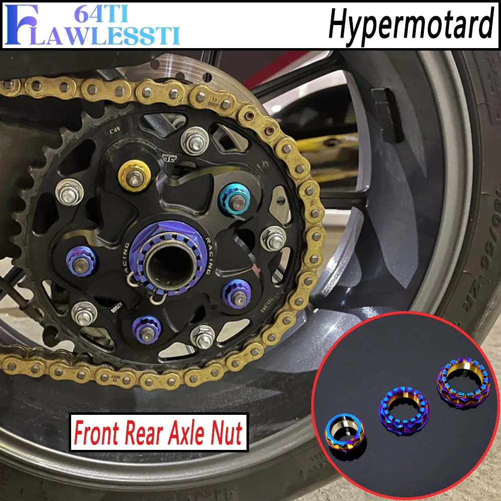 FLAWLESSTI M25 M33 M38 Gr5 Titanium Front Rear Axle Nut For Ducati Hypermotard 950 SP RVE Standard