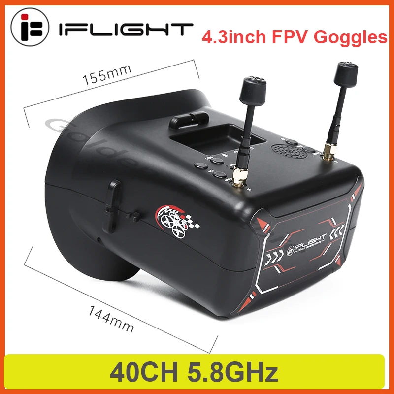 IFlight 4,3 inch FPV-bril NTSC 40CH 5,8GHz met DVR-functie Ingebouwde 3,7V / 2000mAh-batterij / 5,8GHz 40-kanaals ontvanger voor FPV Drone