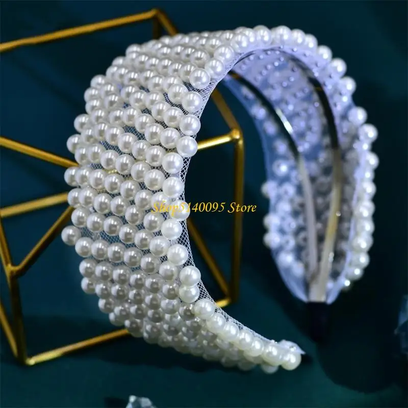 DXAE Feito artesanal Rhinestones Hair Hoop Pearls Bandeira cabelo Filos cabelo confortável para meninas Casamento e festa