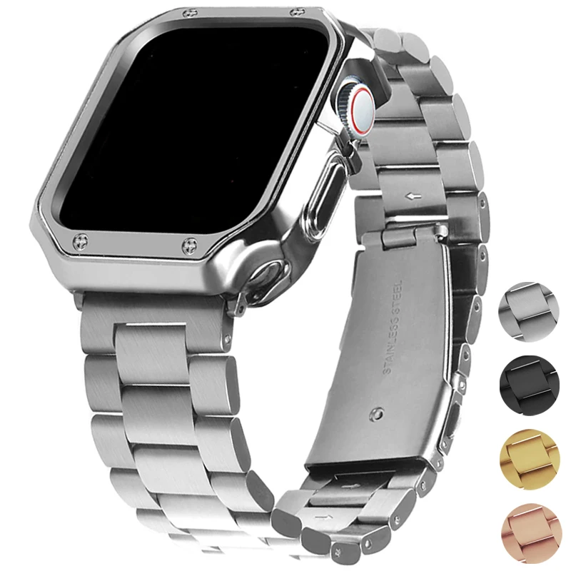 49mm Steel Band+TPU Case for Apple Watch ultra Band 41mm 45mm 40mm 44mm Cover Correa Bracelet Series 8 7 6 SE 5 4 3 2 38mm  42mm