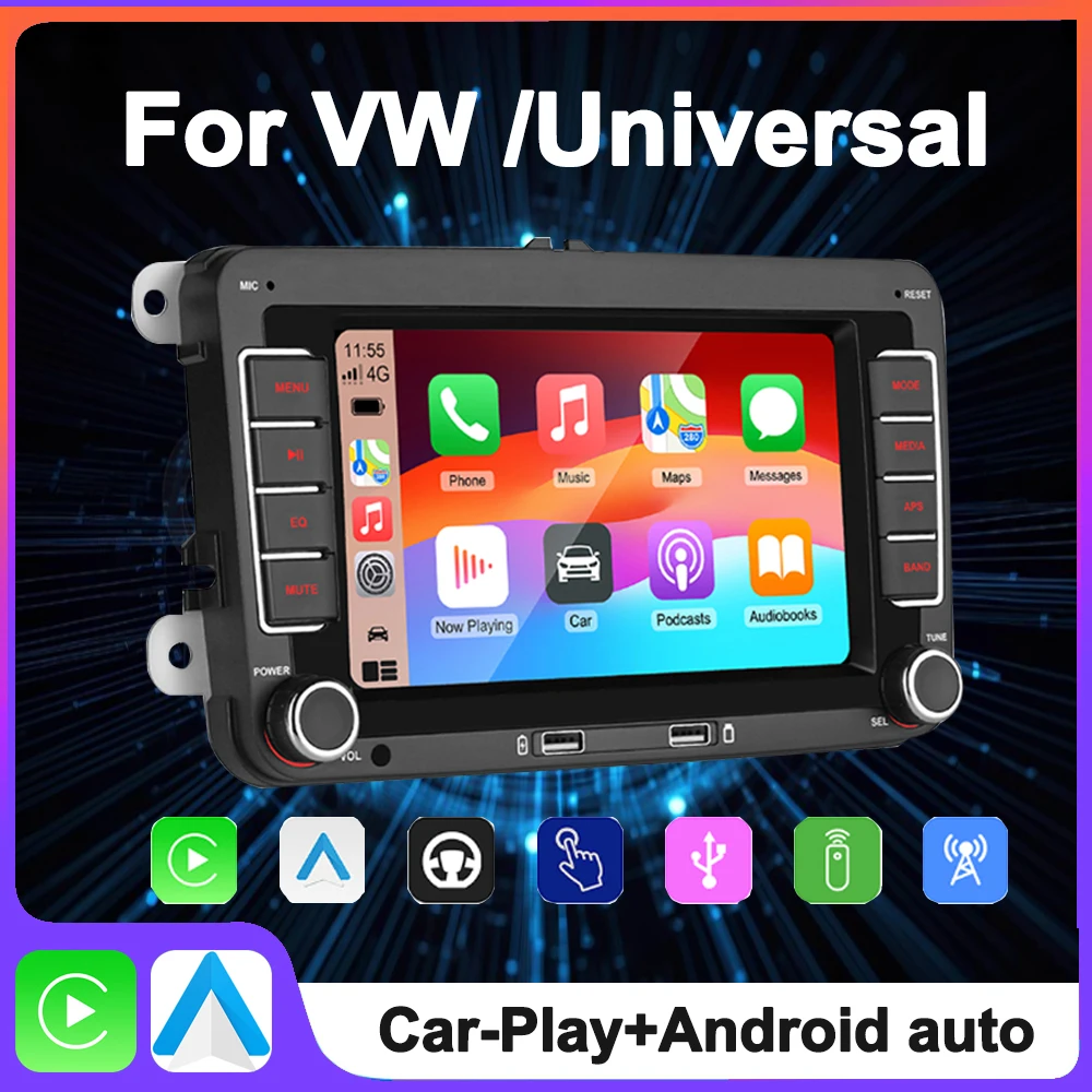 7inch Universal Android 13 Car Radio Carpaly For VW Volkswagen Golf 5 Seat/Skoda/Passat/Polo Autoradio Multimedia Player BT GPS