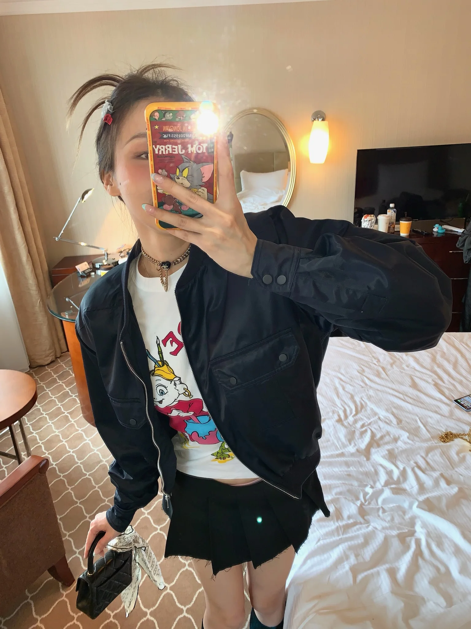 

Retro Motorcycle Jaet ort Thin Outerwear k Blue Women's Faion Spring Season round Ne Super ort Sle Coat