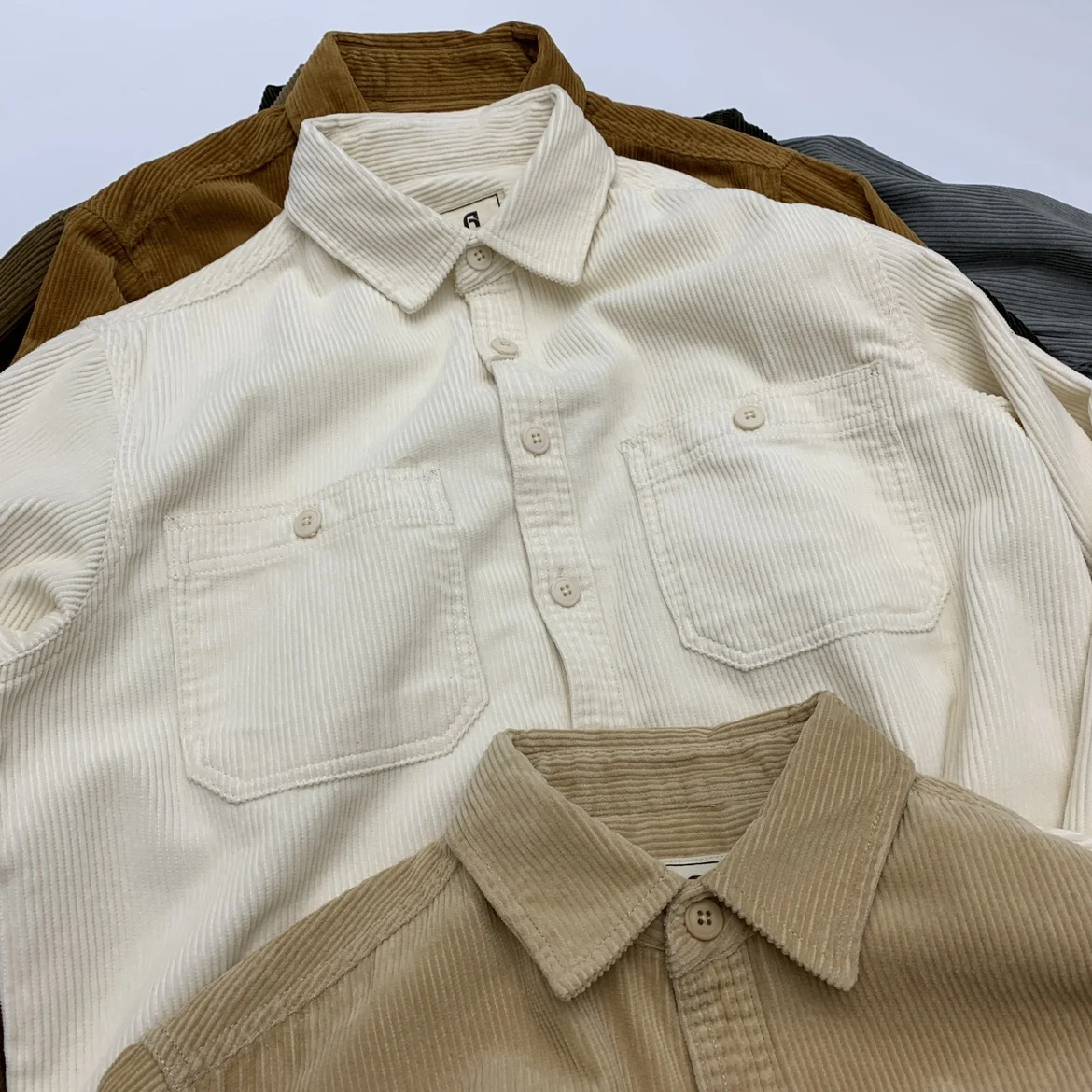 

2025 Autumn New American Retro Solid Color Long-Sleeve Lapel Men's 100% Cotton Corduroy Shirt Loose Fashion Casual Blouses