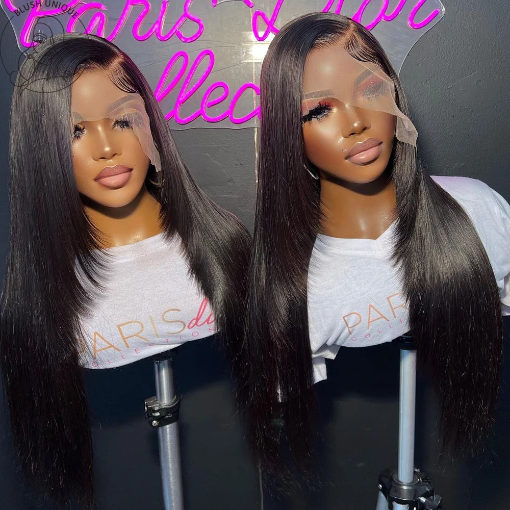 

13x4 Layered Cut Lace Front Wigs Straight Lace Front Wig Pre Plucked Transparent Heat Resistant Glueless Lace Wig Synthetic Hair