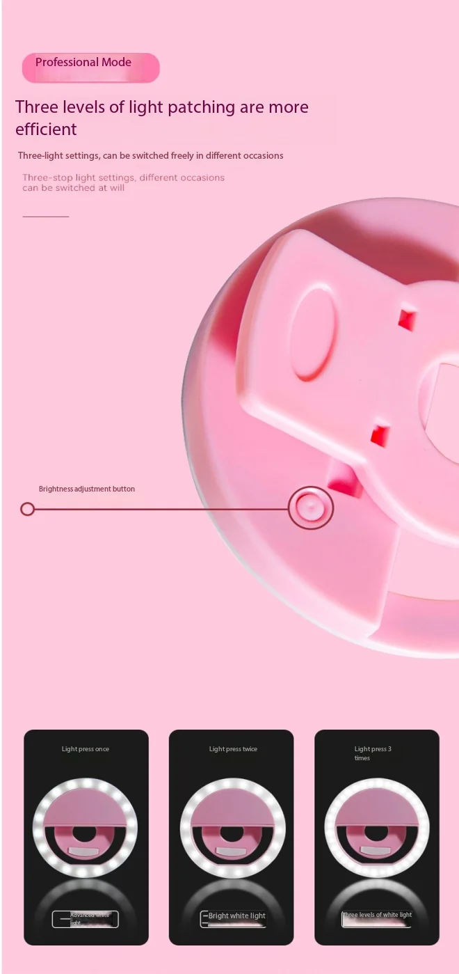1 unidad de luz LED recargable RK12 para móvil, luz de clip para selfies, iluminación portátil, luz de belleza para fotos