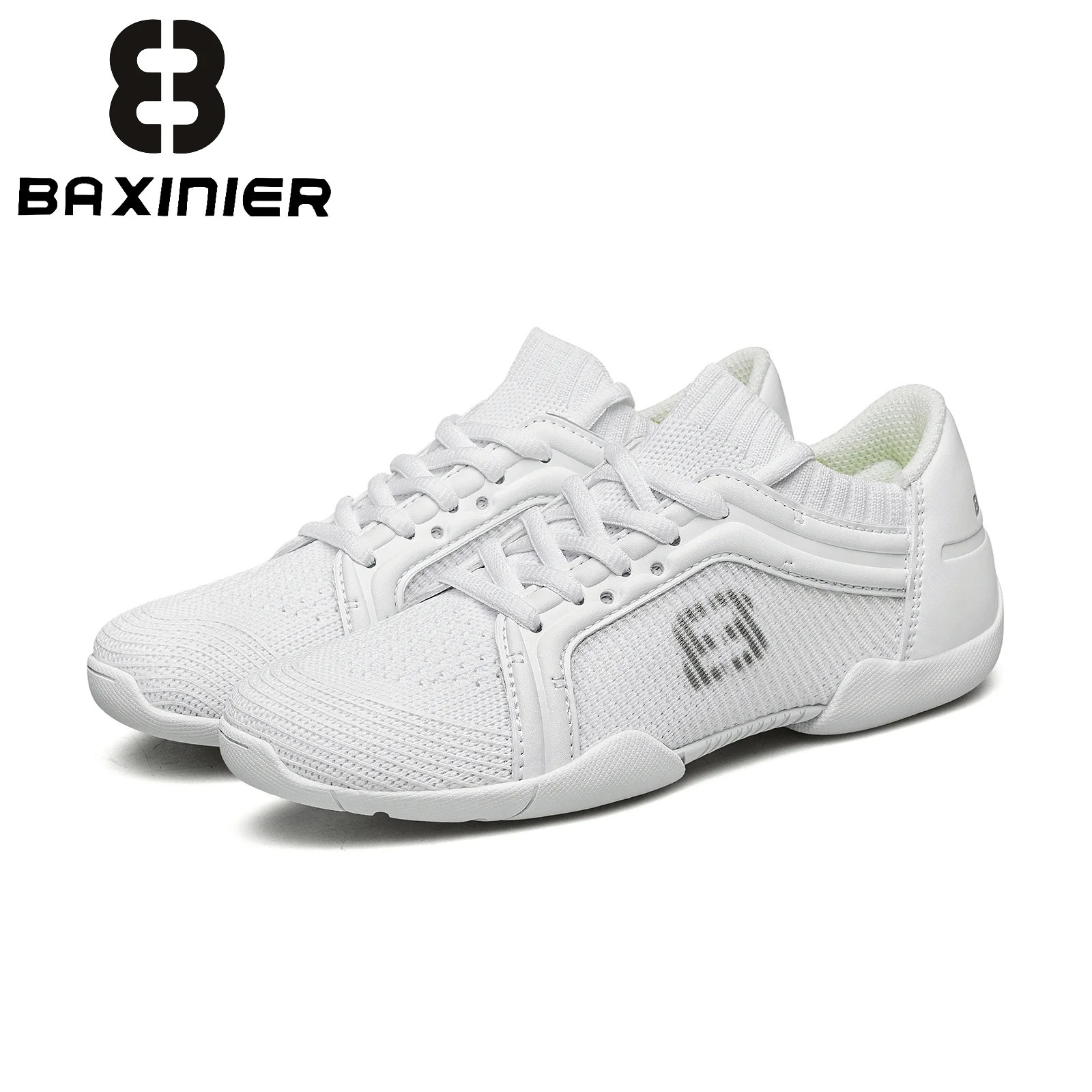 BAXINIER White Competition Cheer Shoes for Girls Youth Women Athletic Breathable Dance Training Sneakers Lightweight Support