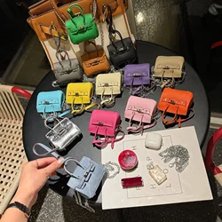 Mini Fashion Premium Leather Earphone Bag Keychain Women's Bag Pendant  key chains for women