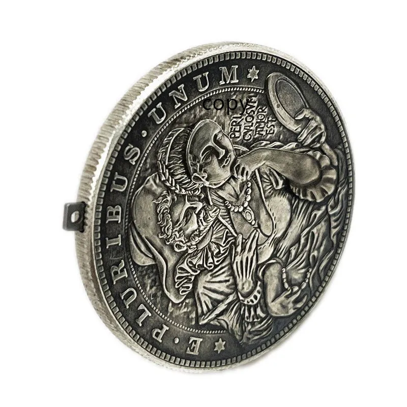 Mechanism Movable Challenge Coin Hobo Nickel Morgan Dollar Amazing Art Mask Girl Creative Gift