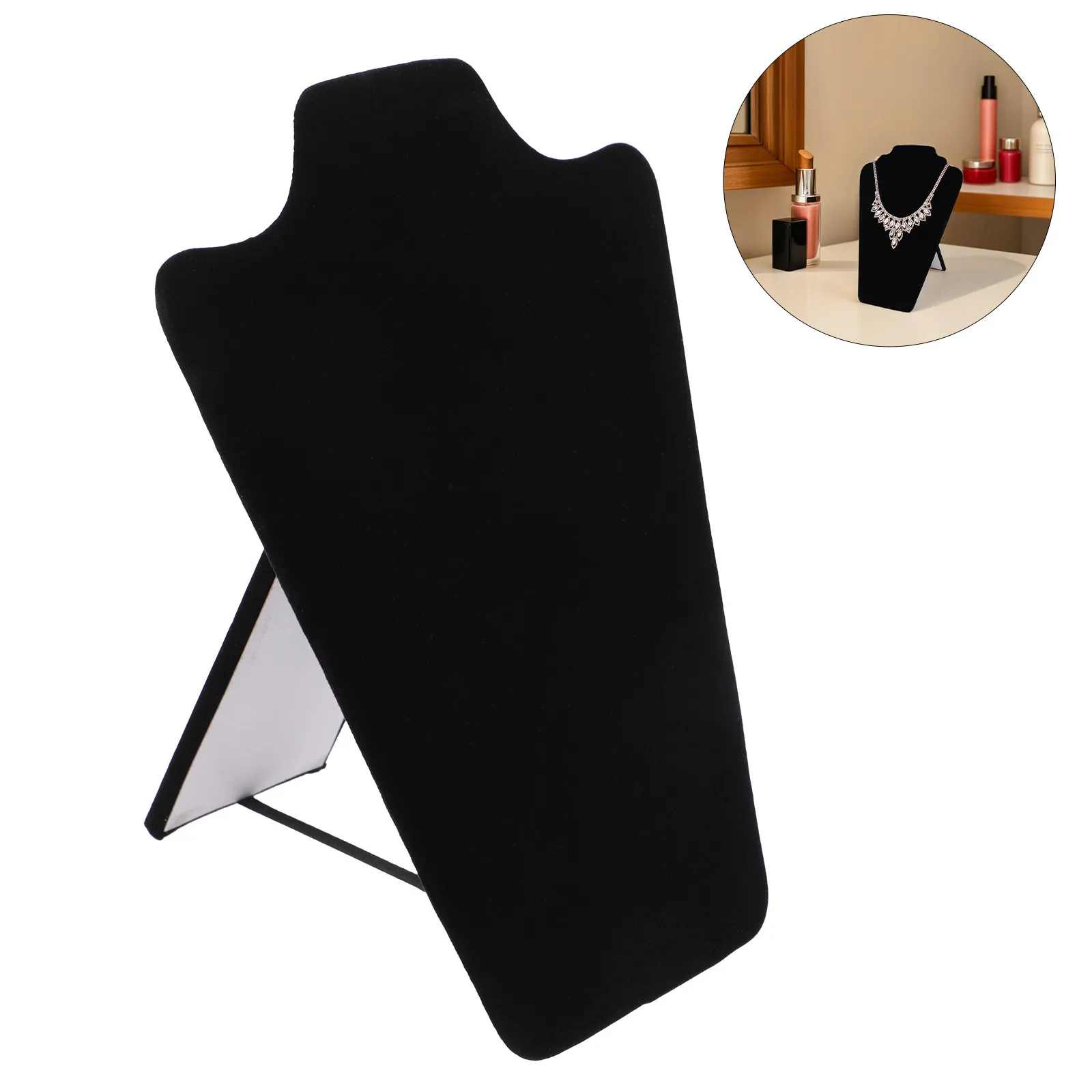 Black Necklace Display Stand Stable Bust Jewelry Organizer for Shows Photography Vendor Event Countertop Holder