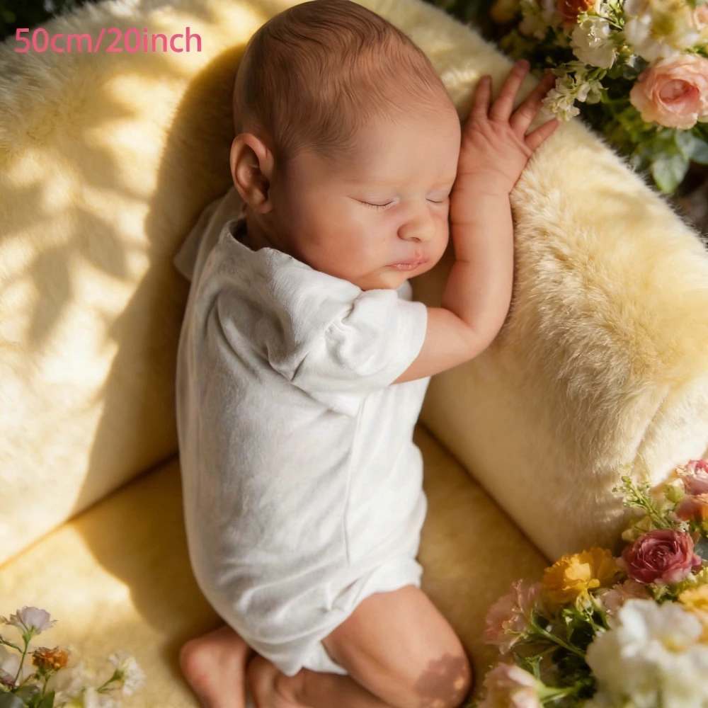 BZDOLL 20inch 50cm Vinyl Asleep Reborn Doll Cloth Body 3D-paint Skin & Veins Newborn Christmas Toy for 3+ Kids