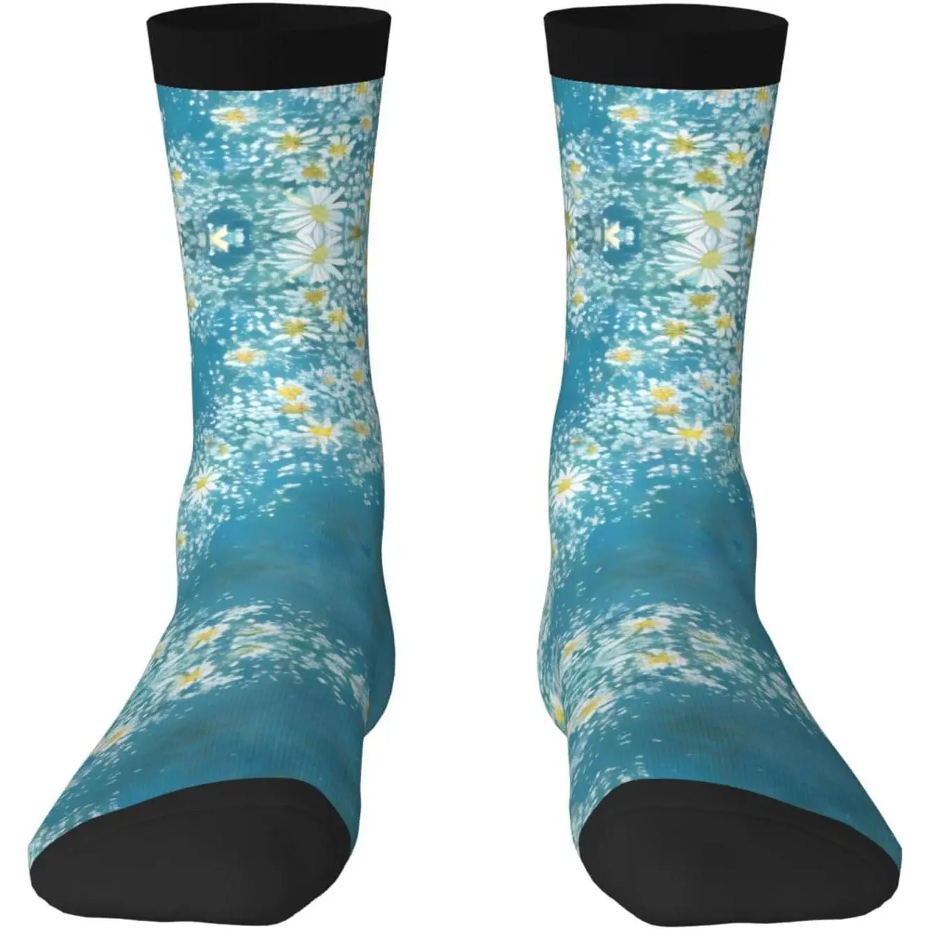 

Белые, синие спортивные носки с принтом ромашки, забавные носки для мужчин и женщин, новинка унисекс для взрослых, длинные носки-трубы
