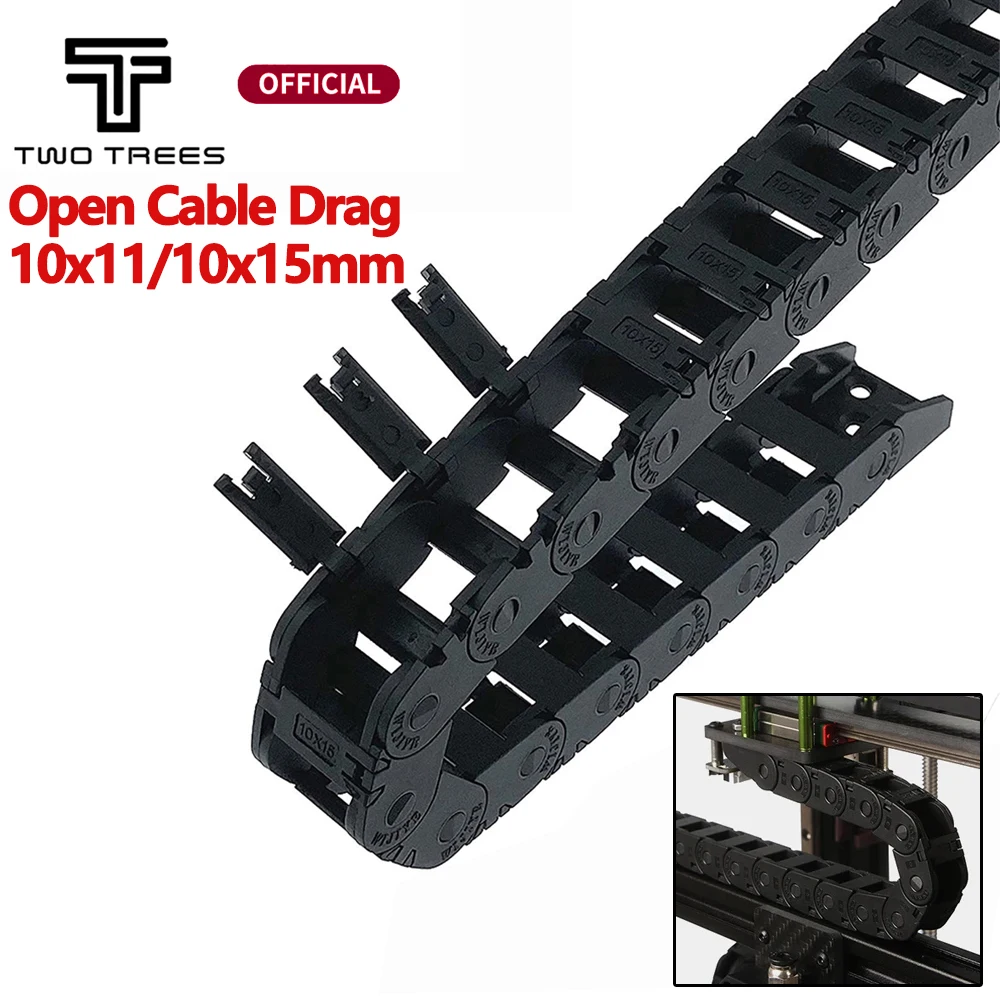 R18 Open Cable Drag Chain 10 x11/10x15mm L1000mm Bridge Cable Chain with End Connectors for CNC Router Machine 3D Printer Parts