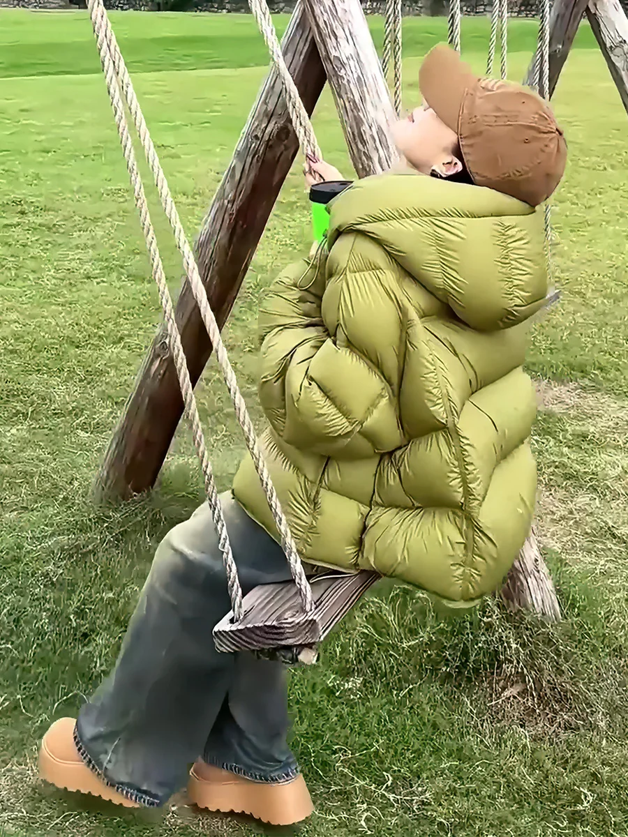 Abrigo con capucha Or White Du Down Jaet Thiened Dstring para mujer, ropa de abrigo cálida a la moda, recién llegada, invierno 2025, Faion