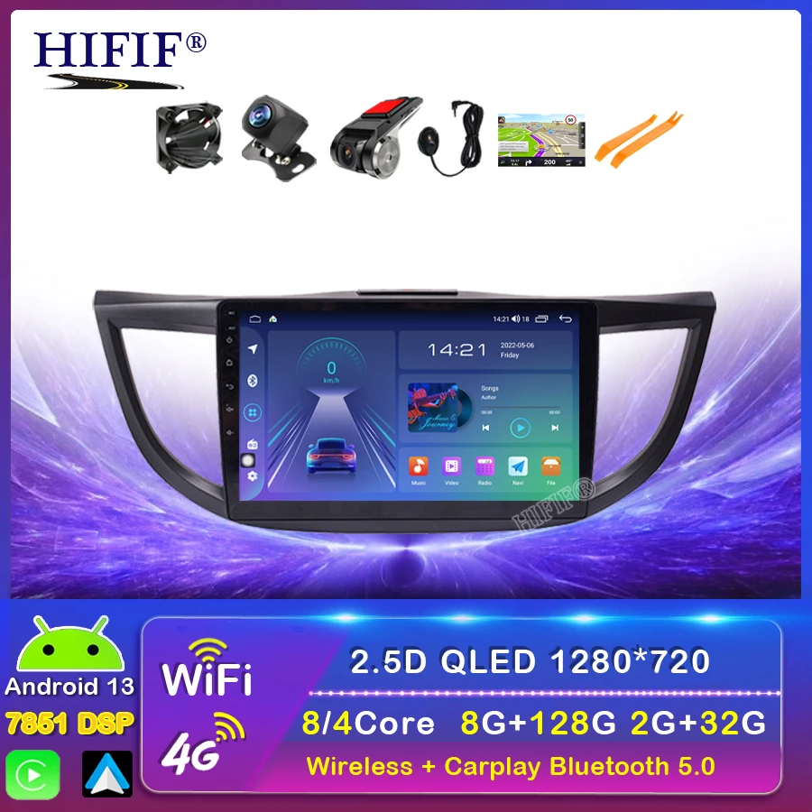 

For Honda CRV CR-V 4 RM RE 2011 - 2018 6+128GB Android 13 No DVD Car Video Player Radio Multimedia GPS Navigation CARPLAY