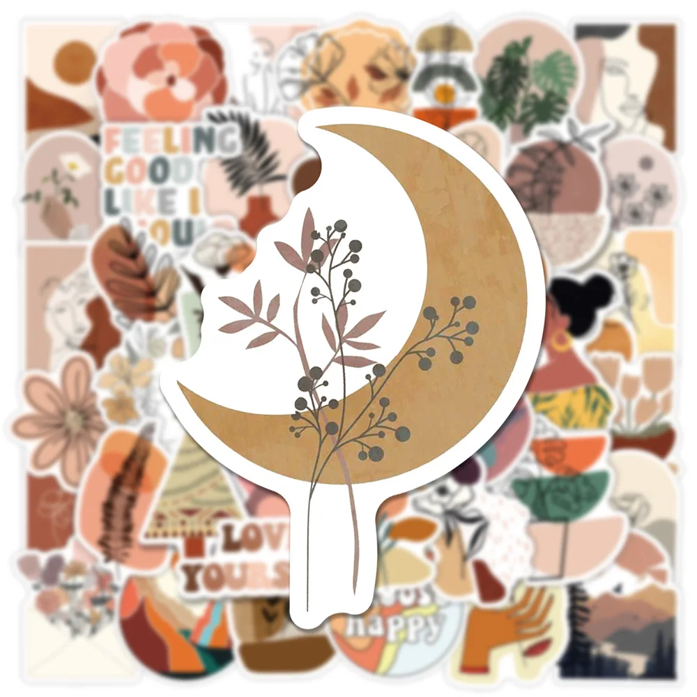 

10/30/50pcs Aesthetic Vintage Bohemian Graffiti Stickers Retro Boho Art Decal Decoration DIY Suitcase Guitar Laptop Cute Sticker