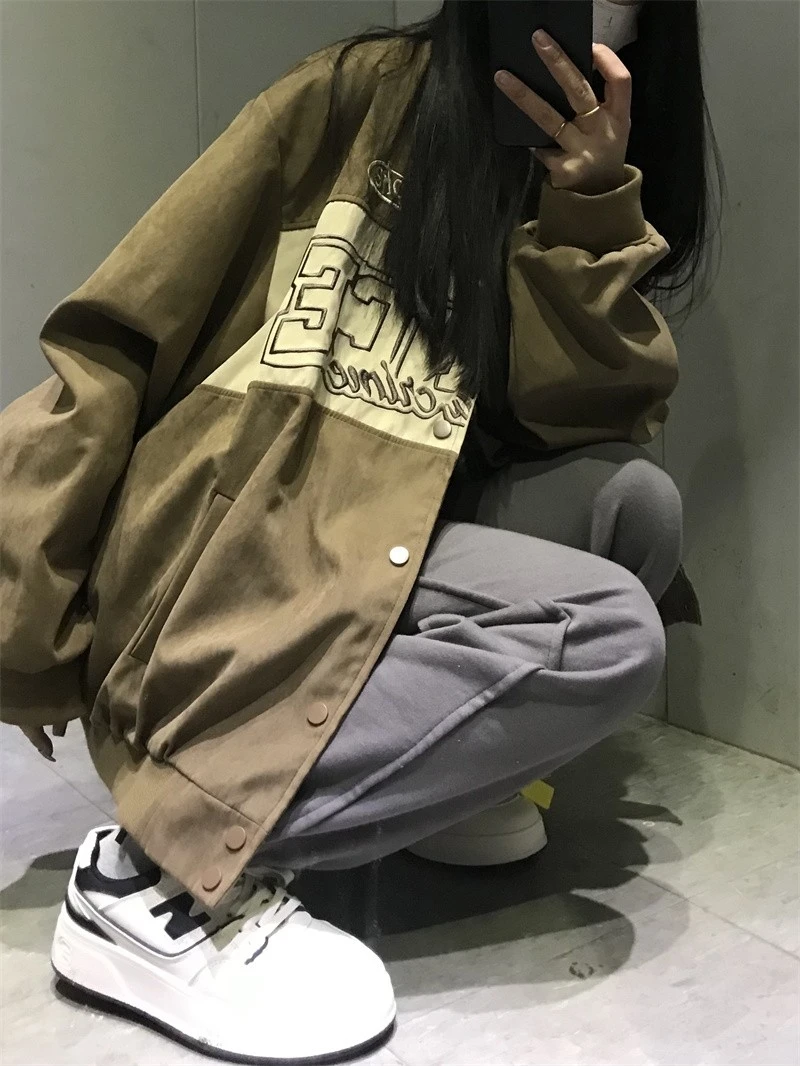 

American Retro High Street Baseball Jaet Couple Outfit Loose Fit Spring Autumn Hong Kong Sle Faion Outerwear