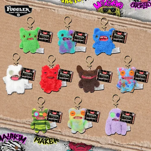 Fuggler Funny Ugly Teeth Monster Alley Cats Care Bears Plush Stuffed Toys Keychains Cute Pendant Rabbit Doll Festival Gifts 11CM