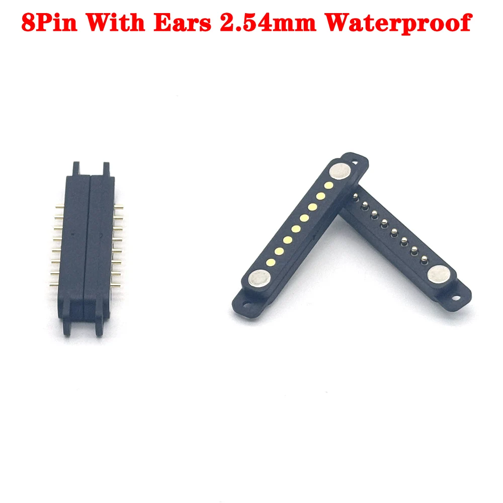 

100sets 8Pin With ears Waterproof DC Magnetic Pogo Pin Connector 1A Pogopin Male Female Spring Loaded DC Power Socket 8P