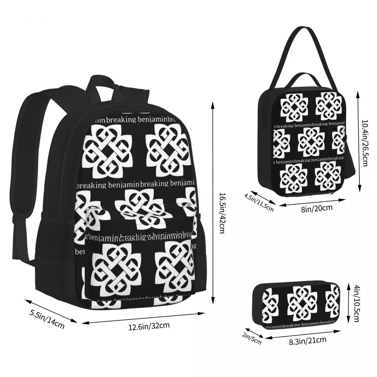 Art - Breaking Benjamin Premium Backpacks Boys Girls Bookbag School Bags Kids Rucksack Lunch Bag Pen Bag Three-Piece Set