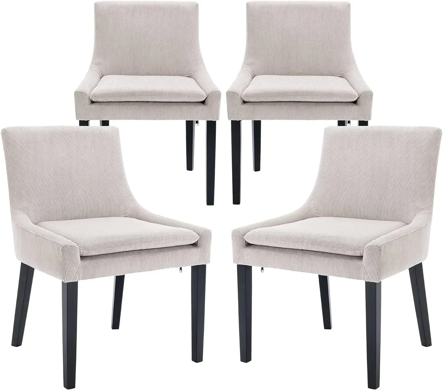 

Modern Dining Chairs Set of 4, Upholstered Corduroy Accent Side Leisure Chairs with Mid Back and Wood Legs for Living Room