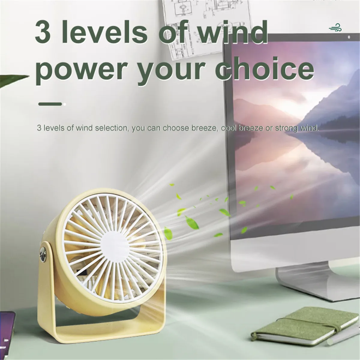 1pcs rechargeable iron metal small fan, desktop fan, portable, 360° rotation, high quality fan, ladies fan, usb fan, cute fan