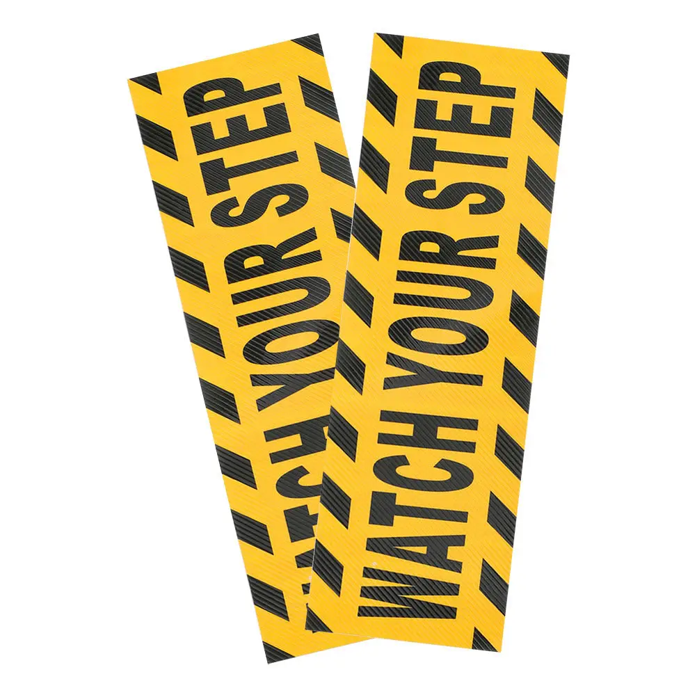 2Pcs Anti Slip Watch Your Step Floor Sticker High Visibility Safety Tape for Stairs Walkways Home Office Mall Caution Warning