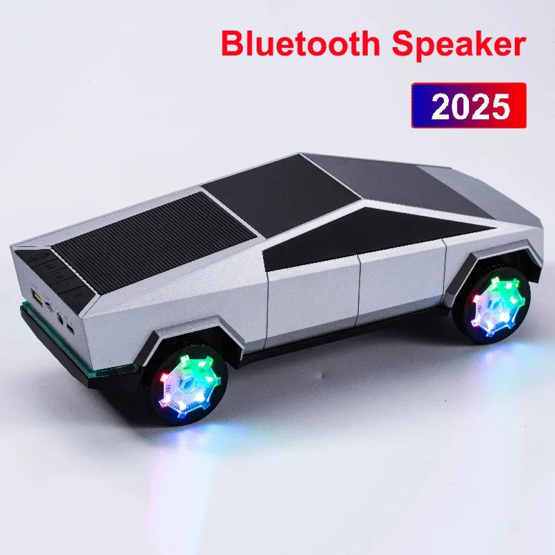 2026 Cybertruck Car Model Wireless Bluetooth Speaker Stereo Sound Bass Woofer Hifi Music Active USB TF AUX Fm BT RGB Toy Gift