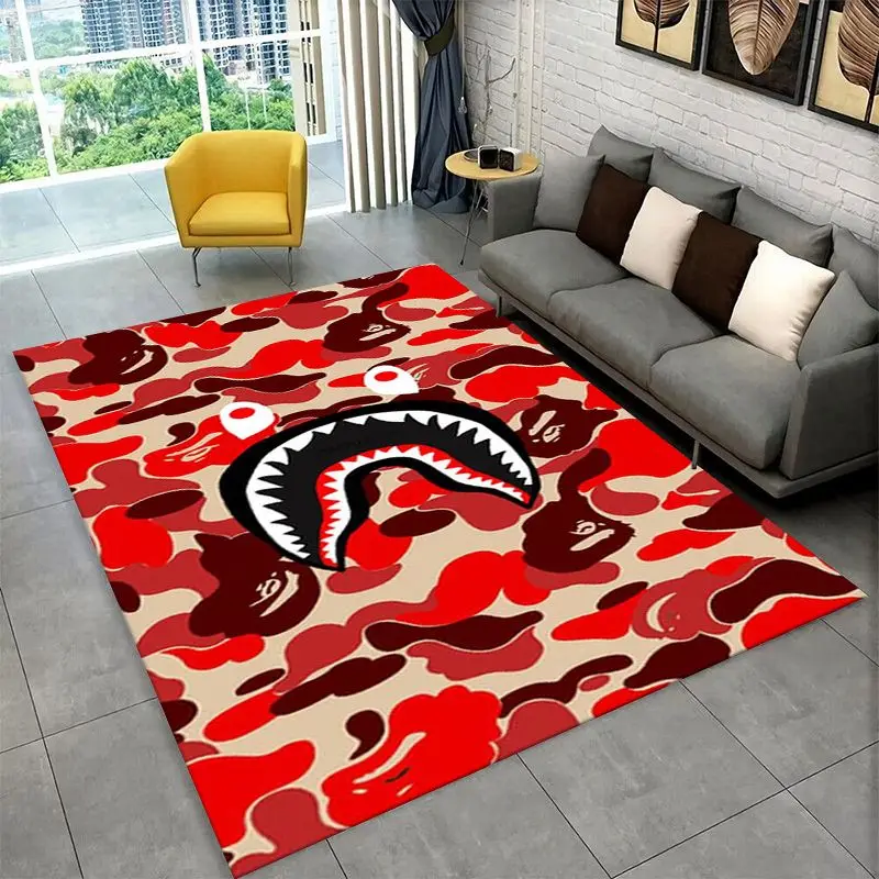 Fashion B-BAPE Sign Non-Slip Area Rug for Living Room, Bedroom & Playroom, Soft Carpet Floor Mat Home Decor Rug  Room Gift
