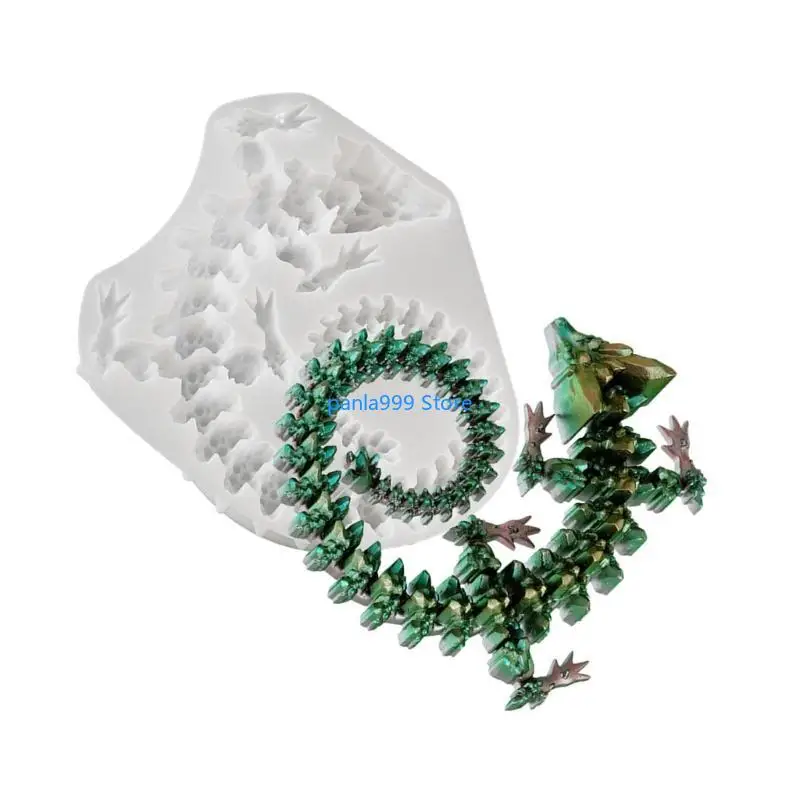 

P0RF Silicone Dragon Crystal Mold Realistic Dragon Figurine Crafting Mould Animal Theme Epoxy Resin Mold for Handmade Crafts