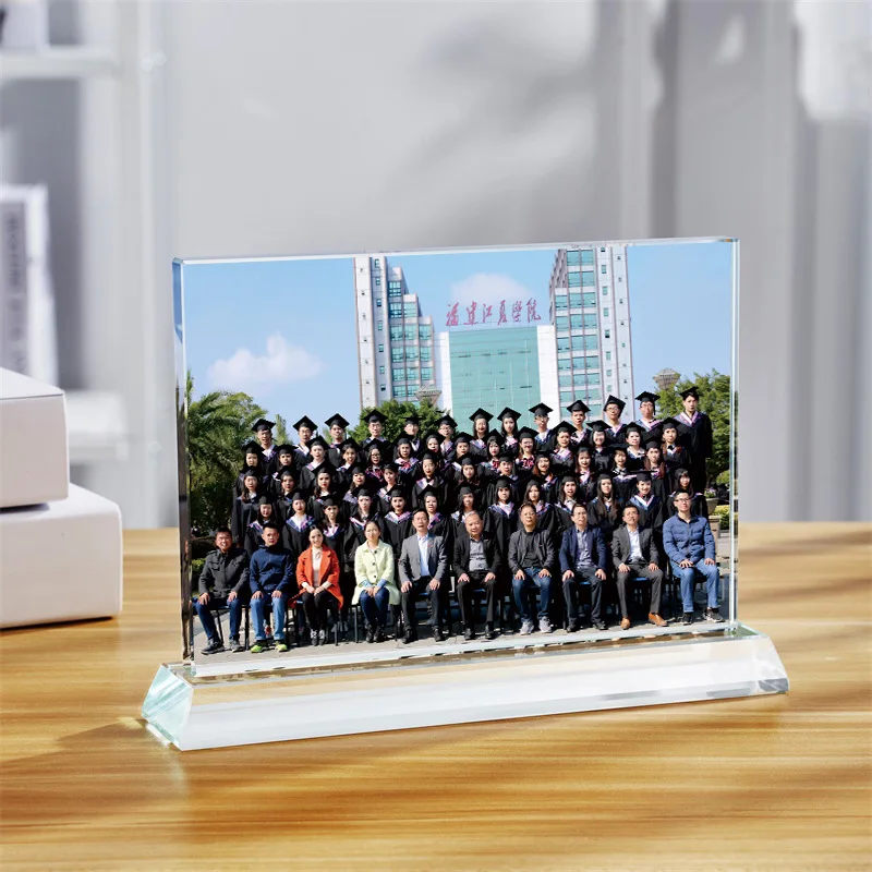 Crystal Photo Frame Table, Graduation Class, Reunion Souvenir, Kindergarten Group Photo, Veteran Memorial ornament, 1Pc