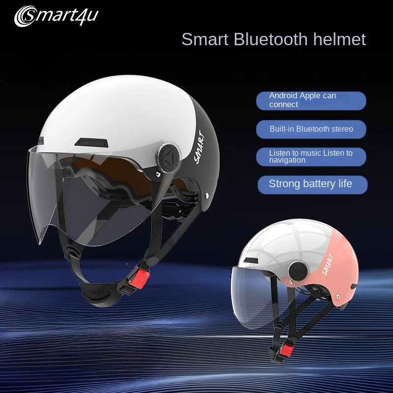 Smart Motorcycle Helmet with Bluetooth Speaker Half Helmets Scooter Moto Helmet Casco Vespa Village Riding Capacete De Moto