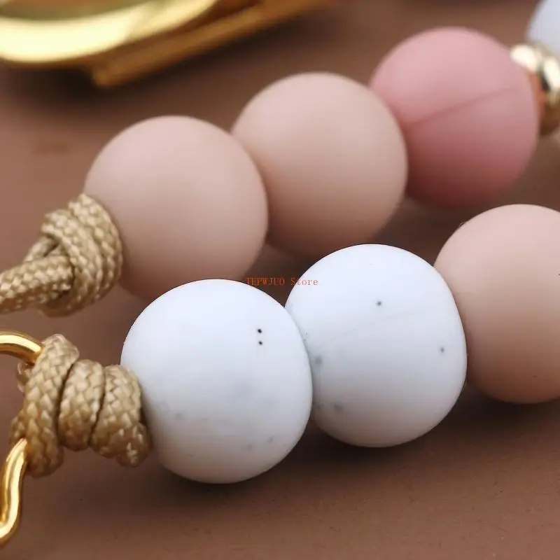 U50F 1 szt. Łańcuszek do smoczka dla niemowląt Smoczek Zaciski do smoczka Koraliki silikonowe Łańcuszki do smoczka