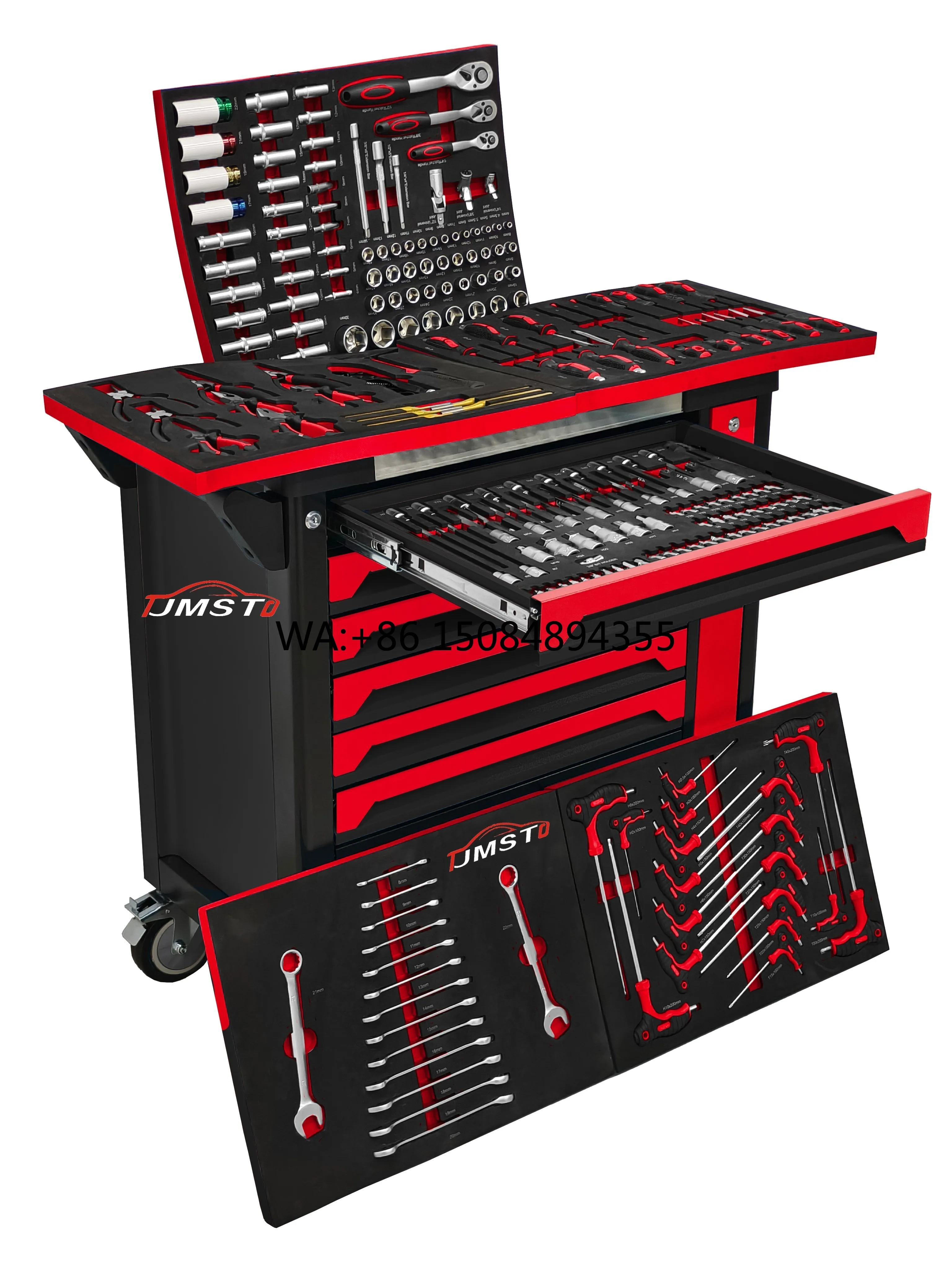 2026 Heavy Duty 7-Drawer Tool Cabinet 258-Piece Professional Mechanic Tool Kit OEM Available SPCC Material Powder Coat Finish