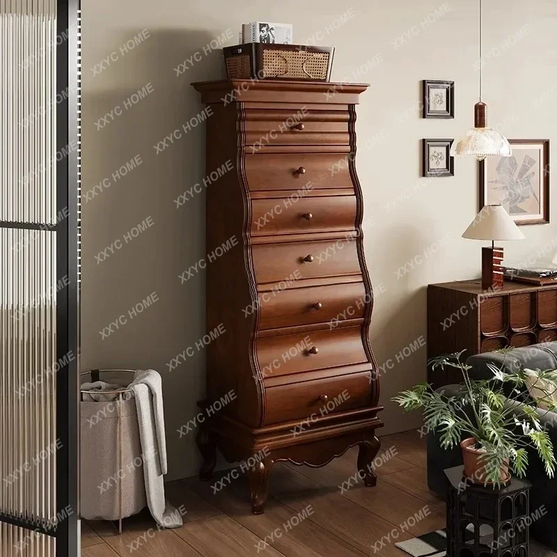 A  Medieval solid wood chest, bedroom storage, seven-bucket cabinet, living room against the wall