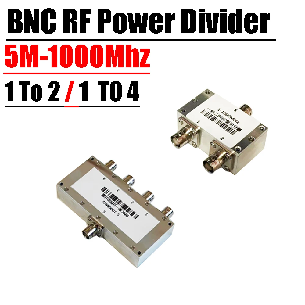 5M-1000Mhz BNC RF Power Divider 1 TO 2/4 Combiner Power Splitter UHF VHF FM Transmitter SDR LORA Ham Radio Amplifier 868m 900M