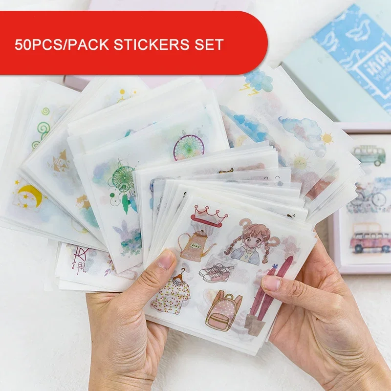 50pcs/pack Stationery Stickers Set Decoration DIY Album Diary Planner Scrapbooking Stickers  Stickers