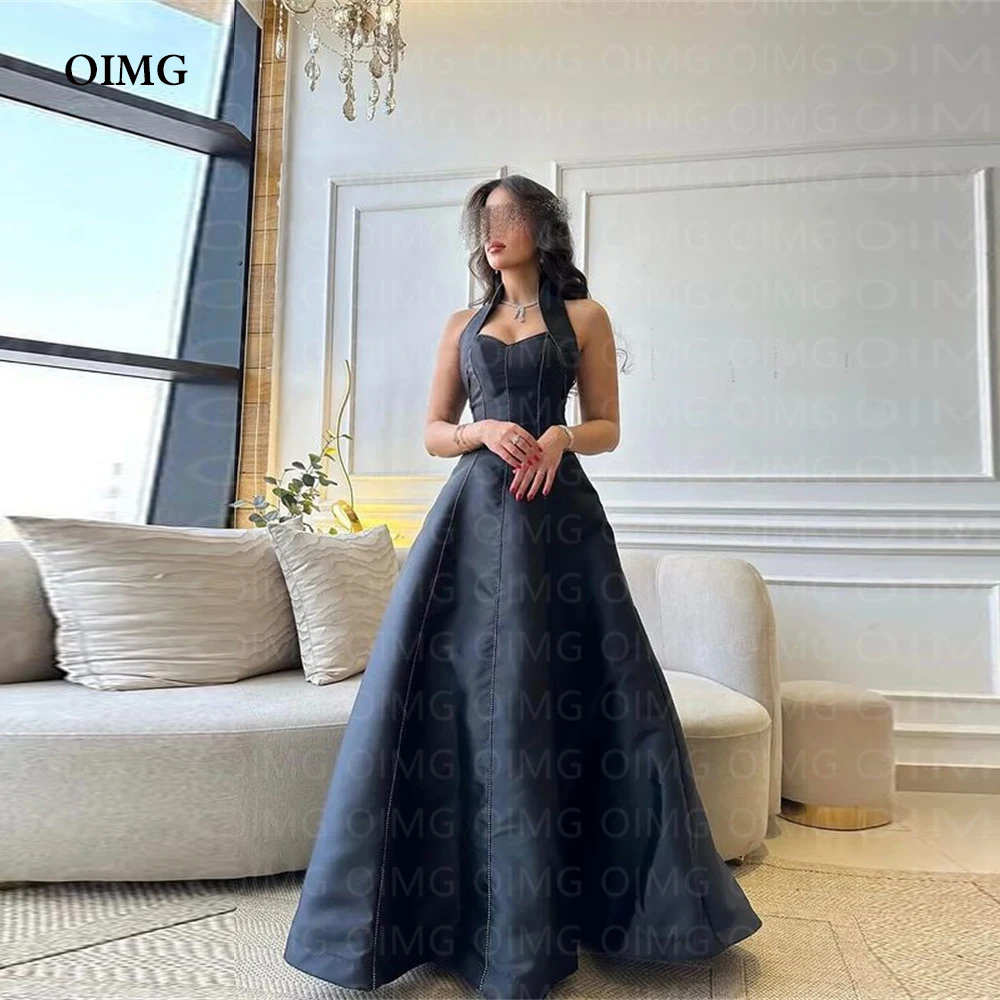 

OIMG Arabic Women Black Long Formal Party Evening Dresses Sleeveless Sweetheart A Line Floor Length Prom Dress Event Plus Size