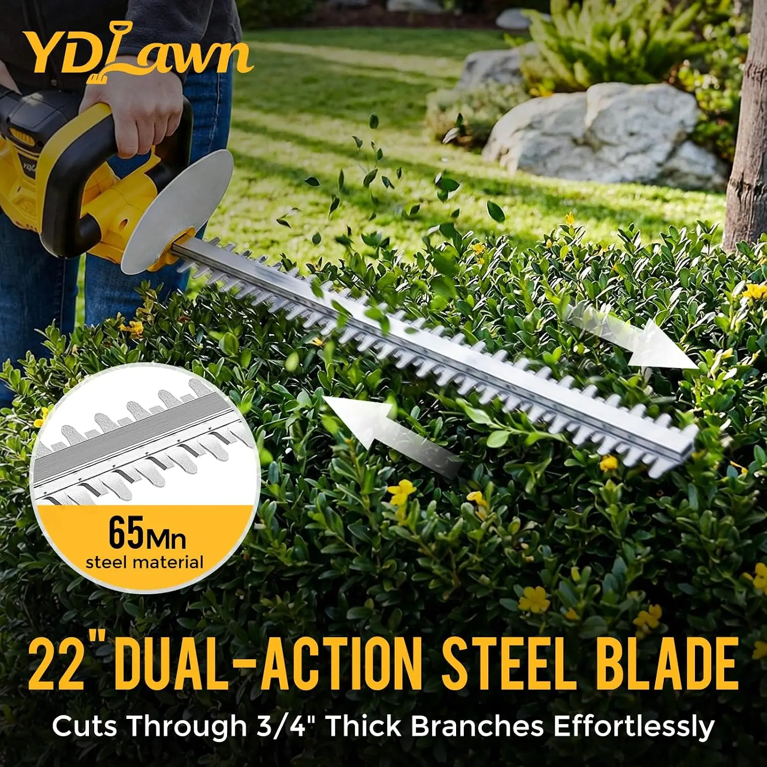 20V Cordless Hedge Trimmer, 22-Inch Blade, 2 x 4.0Ah Batteries | Includes a charger and lightweight,compact design