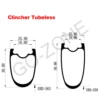 700c 탄소 도로 림 V 브레이크 슈퍼 라이트 클린처 튜브리스 25mm 너비 38/50mm 현무암 브레이크 가장자리 V 브레이크 자전거 림 6