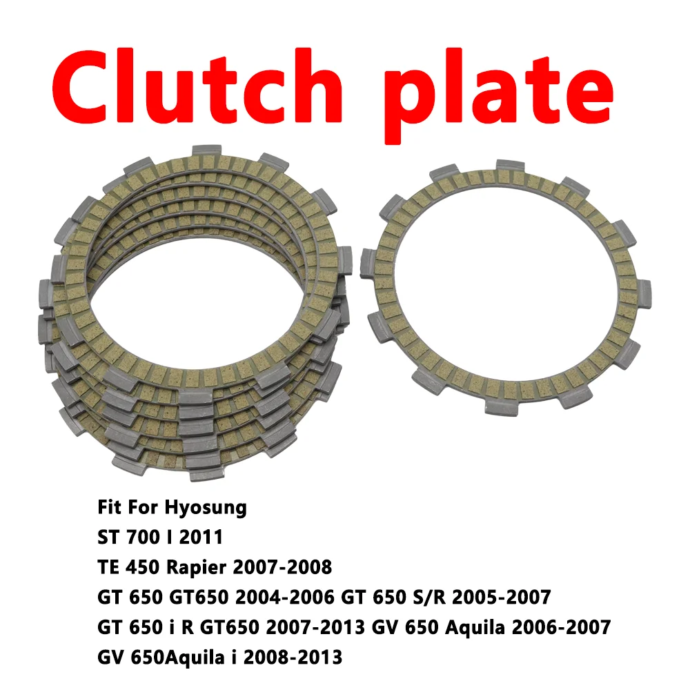 Kit de placa de disco de fricção de embreagem adequado para Hyosung TE 450 Rapier GT650 GT 650 S R i GV650 Aquila ST700 i 2004-2013